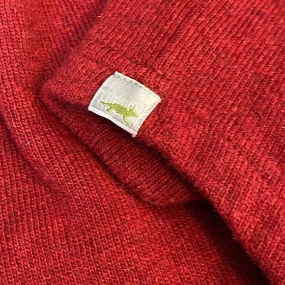 𝅺HORNY Toad Wool Blend Sweater Size Small 1/4 Zip Front Zip Pocket Red Popover - Picture 6 of 8